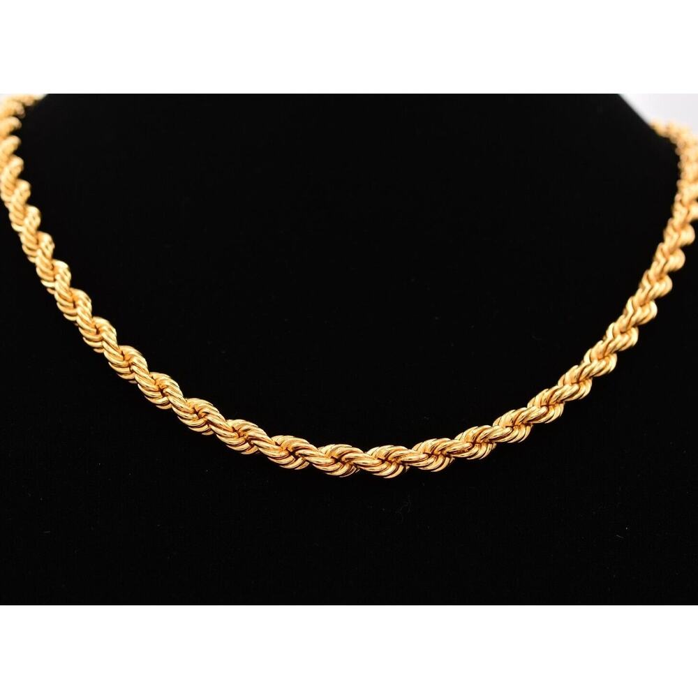 Vintage 18" Chain Necklace Gold Twist Rope Metallic Shiny Chunky 1980s BinG